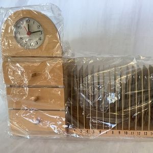 Desk or mail organizer with clock, file folder slats and drawers. NEW.